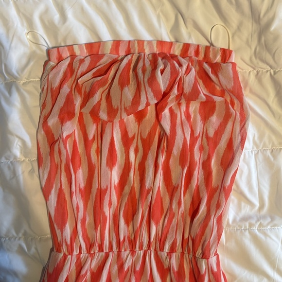 Gorgeous Mesh Strapless Orange White Maxi Dress by Sweet Pea size Medium - Picture 3 of 8